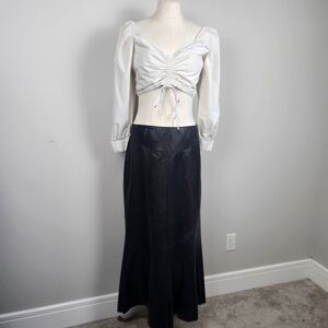 Maxi Long Black Leather Skirt Women's Size US Size 10 Mermaid Flare